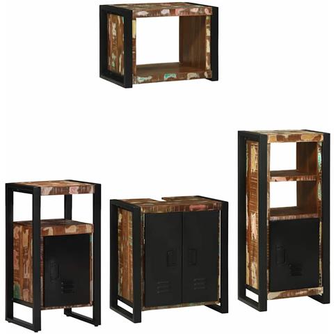 Set di mobili per il bagno 4 pcs Legno massello riciclato - Foto 2