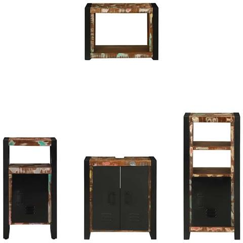 Set di mobili per il bagno 4 pcs Legno massello riciclato - Foto 9