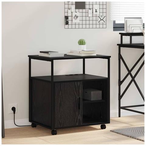 Mobile per Ufficio con ruota Rovere nero 61 x 46 x 67 cm - Foto 2