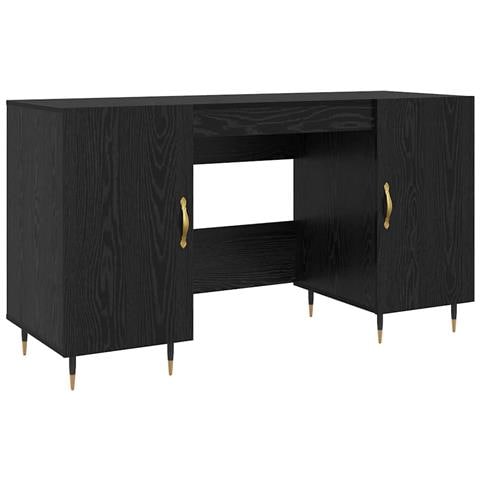 Scrivania Rovere nero 140 x 50 x 75 cm Legno multistrato - Foto 1