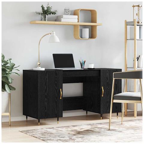 Scrivania Rovere nero 140 x 50 x 75 cm Legno multistrato - Foto 2
