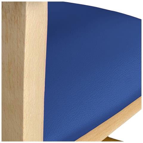 Seggiolone In Legno Color Naturale Con Seduta Imbottita In Similpelle Blu - Foto 6