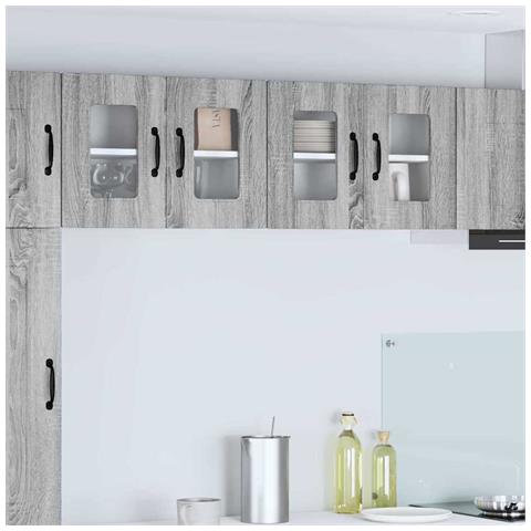 Pensile cucina con porta 2 pcs Grigio Sonoma 60 x 31 x 40 cm - Foto 2