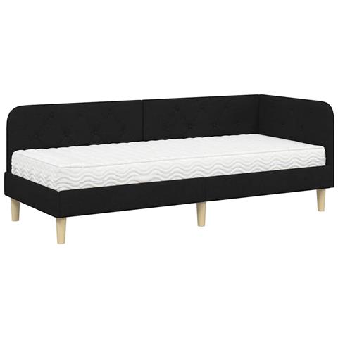 Cornice del letto ad angolo Nero 80 x 200 cm Tessuto - Foto 1