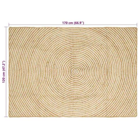 Tappeto Naturale e Bianco 120 x 170 cm Juta - Foto 8