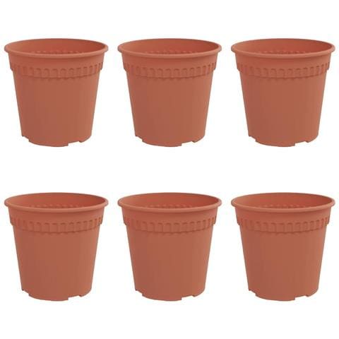 Vaso Rotondo per Fiori 6 pcs Rosso Mattone Ø 17 x 14 cm - Foto 1