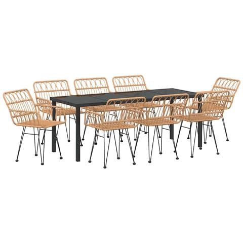 Set da Pranzo per Giardino 9 pcs Marrone - Foto 1