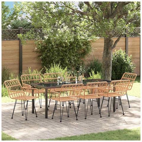 Set da Pranzo per Giardino 9 pcs Marrone - Foto 2