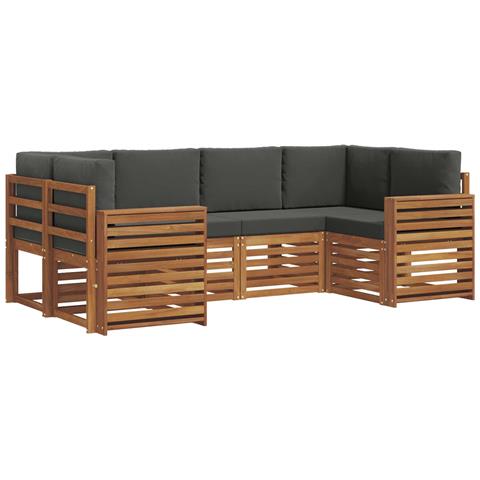 Set divani 20 pcs Naturale e Antracite Legno di Acacia Massello - Foto 1