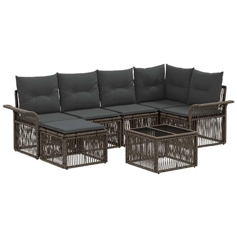 Set Divano da Giardino 7 pcs Grigio polyrattan - Foto 1