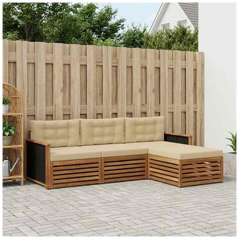 Set di divani da esterno 4 pcs Naturale e Beige Poliestere - Foto 2