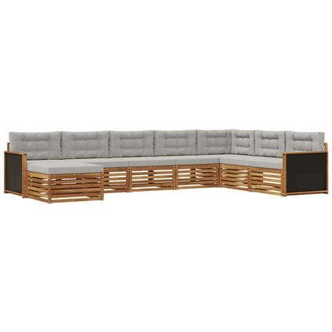Set di divani da esterno 8 pcs Naturale e Grigio Chiaro - Foto 1