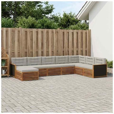 Set di divani da esterno 8 pcs Naturale e Grigio Chiaro - Foto 2