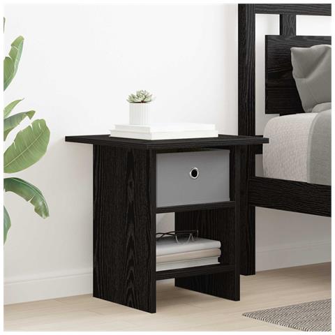 Comodino Rovere Nero 41 x 40 x 45 cm Legno multistrato - Foto 2