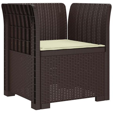 Poltrona a 1 Posto con Cuscino Aspetto Rattan PP Marrone - Foto 1