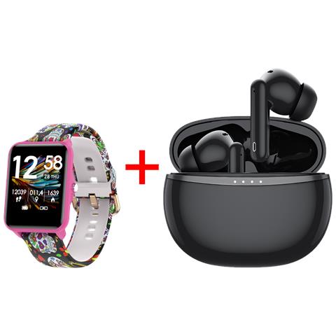 Smartwatch Kix-m Con Funzione Audio / Con Cuffie Tws Tutti Rosa - Foto 1