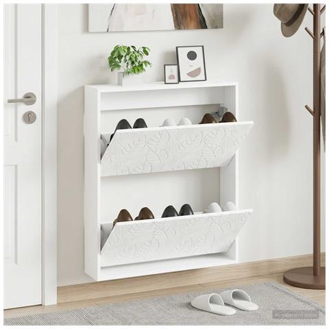 Mobiletto per Scarpe da Muro DELFT 71 x 17 x 86 cm Bianco - Foto 2