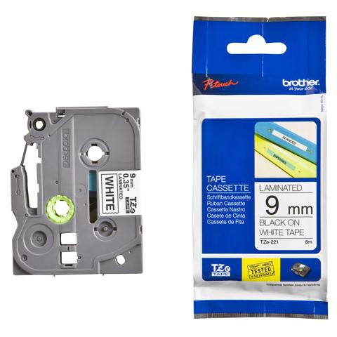 TZe221 - Adesivo - nero su bianco - Rotolo (0,9 cm x 7,99 m) 1  - Foto 1