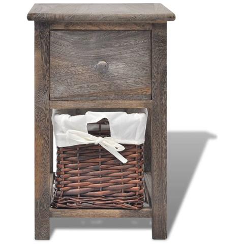 Comodino Shabby Chic Marrone In Legno - Foto 2