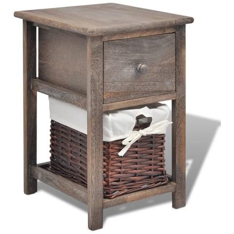 Comodino Shabby Chic Marrone In Legno - Foto 1