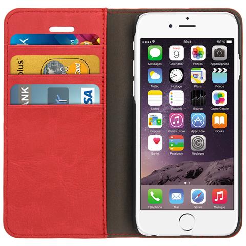 Custodia a libro in similpelle con cuciture visibili per iPhone 6 e 6S rossa - Foto 2