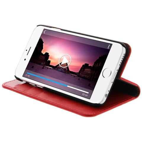 Custodia a libro in similpelle con cuciture visibili per iPhone 6 e 6S rossa - Foto 4