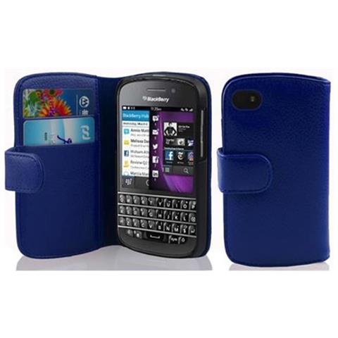 Custodia Compatibile Con Blackberry Q10 In Blu Reale - Coperchio Protettivo In Ecopelle Testurizzata E Tasca Per Carte Di Credito - Foto 1