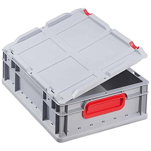 1.160.030,7 cm 1.059,2 cm Eurobox Con Maniglie Chiuse, Grigio / rosso, 400 x 300 x 170 mm - Foto 1