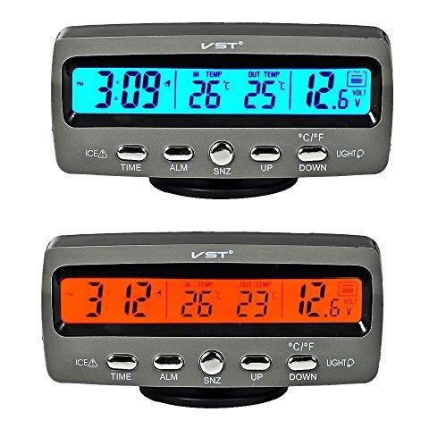 Multifunzione 4 In 1 Automobile Orologio Digitale Termometro Interno Esterno Controllo Di Tensione - Foto 1
