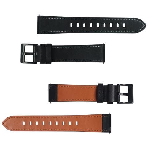 Bracciale In Vera Pelle 20mm Compatibile Con Samsung Galaxy Watch 42mm / S2 Classic / Sport In Nero - Cinturino Di Ricambio Per Huawei Watch 2 Per Nokia Steel Per Lg Watch Sport Per Pepple 2 E Altro - Foto 2