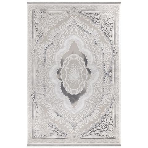 Tappeto Asya Cr60 Fondo Grigio E Decoro Orientale Bianco 160x230 - Foto 1