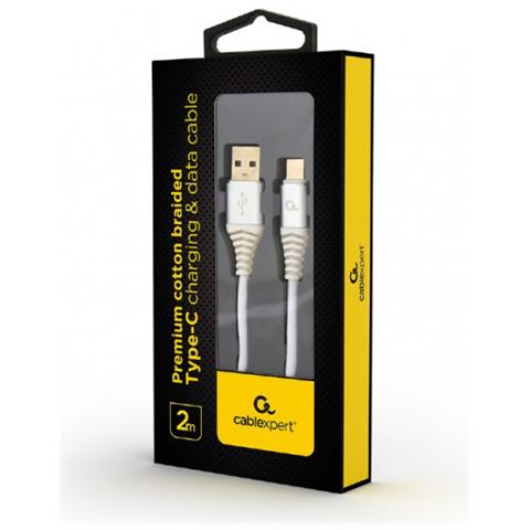 Cavo Usb Type-c Cablexpert Con Connettori In Metallo 2 M Cc-usb2b-amcm-2m-bw2 - Foto 2