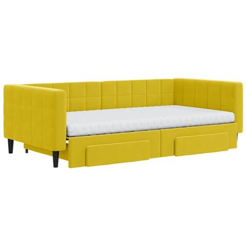 Divano Letto Estraibile Con Cassetti Giallo 100x200cm Velluto - Foto 9