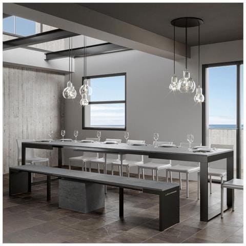 Tavolo Allungabile 90x160/420 Cm Tecno Evolution Telaio Antracite - Cemento - Foto 2