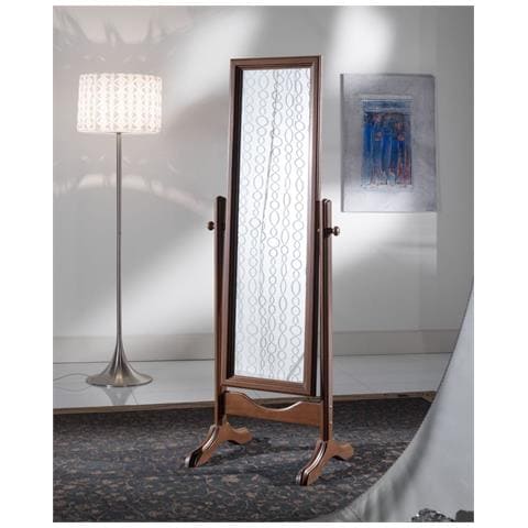 Specchiera Girevole Rettangolare In Legno Tinta Noce L. 57 X H. 167 X P. 48 - Foto 1