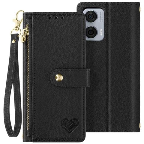 Custodia Per Motorola Edge 50 Fusion Portafoglio A Zip Supporto Video - Foto 1