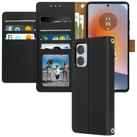 Custodia Per Motorola Edge 50 Fusion Portafoglio A Zip Supporto Video - Foto 2