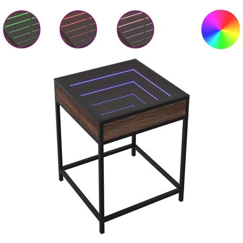 Tavolino Da Salotto Con Led Infinity Rovere Marrone 40x40x51 Cm - Foto 2