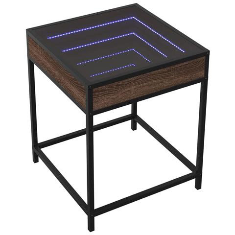 Tavolino Da Salotto Con Led Infinity Rovere Marrone 40x40x51 Cm - Foto 3