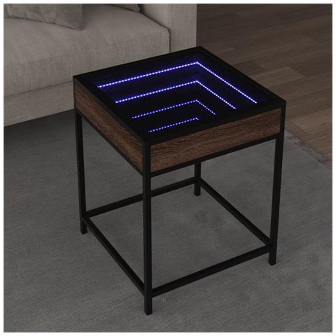 Tavolino Da Salotto Con Led Infinity Rovere Marrone 40x40x51 Cm - Foto 1