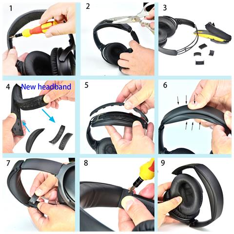 Cuscinetto Di Ricambio Per Archetto Per Cuffie Bose Qc35, Qc35ii, Qc45 Black - Foto 2