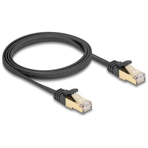 Cavo di rete piatto RJ45 con rivestimento intrecciato Cat. 6A U /FTP maschio-maschio 1 m nero - Foto 3