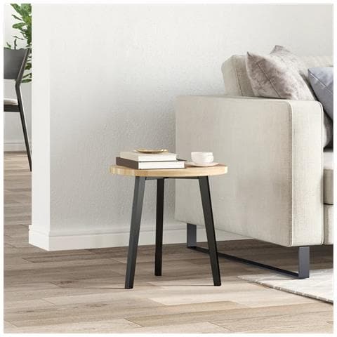 Piano Tavolo Rotondo 40x2 Cm In Legno Massello Di Acacia - Foto 3