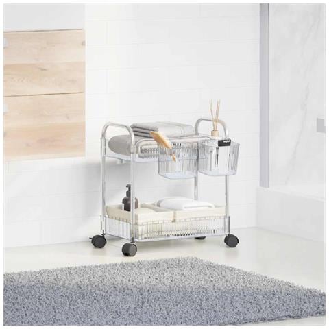 Carrello Portaoggetti A 2 Livelli 37x28x43,5 Cm In Acrilico - Foto 3