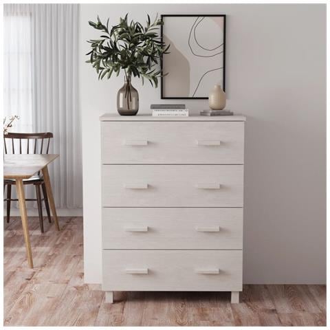 Lusso Casadino -  Credenza Hamar Bianca 79x40x103,5 Cm In Legno Massello Di Pino - Foto 8