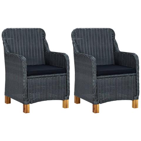 Set Divani Da Giardino 3 Pz Con Cuscini Polyrattan Grigio Scuro - Foto 1