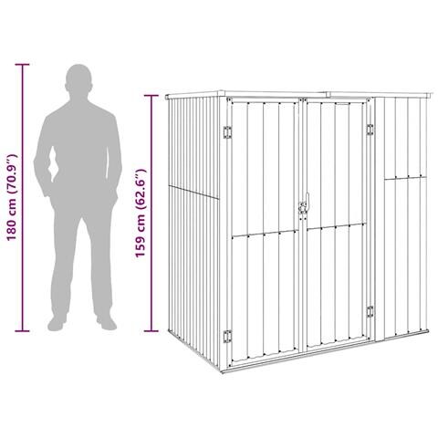 Lusso Casadino -  Capanno Per Attrezzi Grigio 161x89x161 Cm In Acciaio Zincato - Foto 8