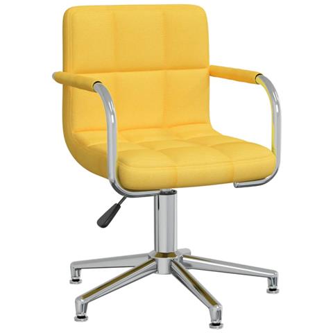 Sedia Da Pranzo Girevole Giallo Senape In Tessuto - Foto 2