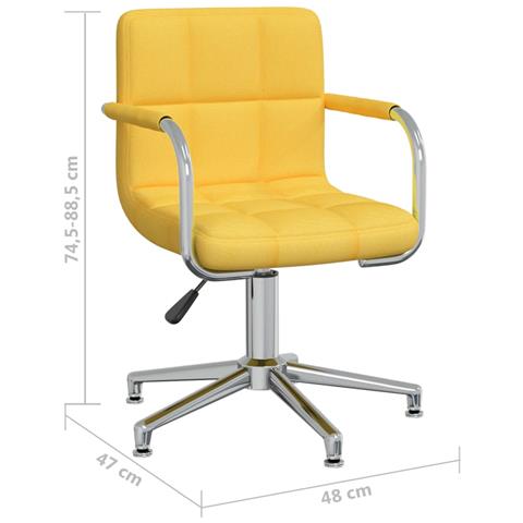 Sedia Da Pranzo Girevole Giallo Senape In Tessuto - Foto 8