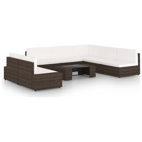 Lusso Casadino - Set Divani Da Giardino 8 Pz Con Cuscini In Polyrattan Marrone - Foto 2